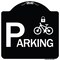 Signmission Parking With Cycle and Lock Symbol Heavy-Gauge Aluminum Architectural Sign, 18" x 18", BW-1818-24625 A-DES-BW-1818-24625 - alternate 1